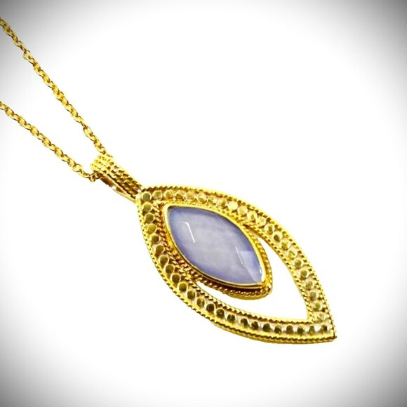 ANNA BECK Sterling Silver Gold Plated Lilac Faceted Chalcedony Long Necklace